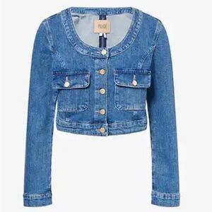 PAIGE Kiara Cropped Blue Denim Jacket S